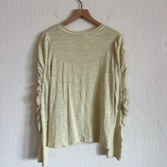 Free People We The Free Natasha Ruched-Sleeve Long Sleeve Crewneck T-Shirt Large - Picture 5 of 6